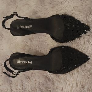 Black Rhinestone Slingback Heels
